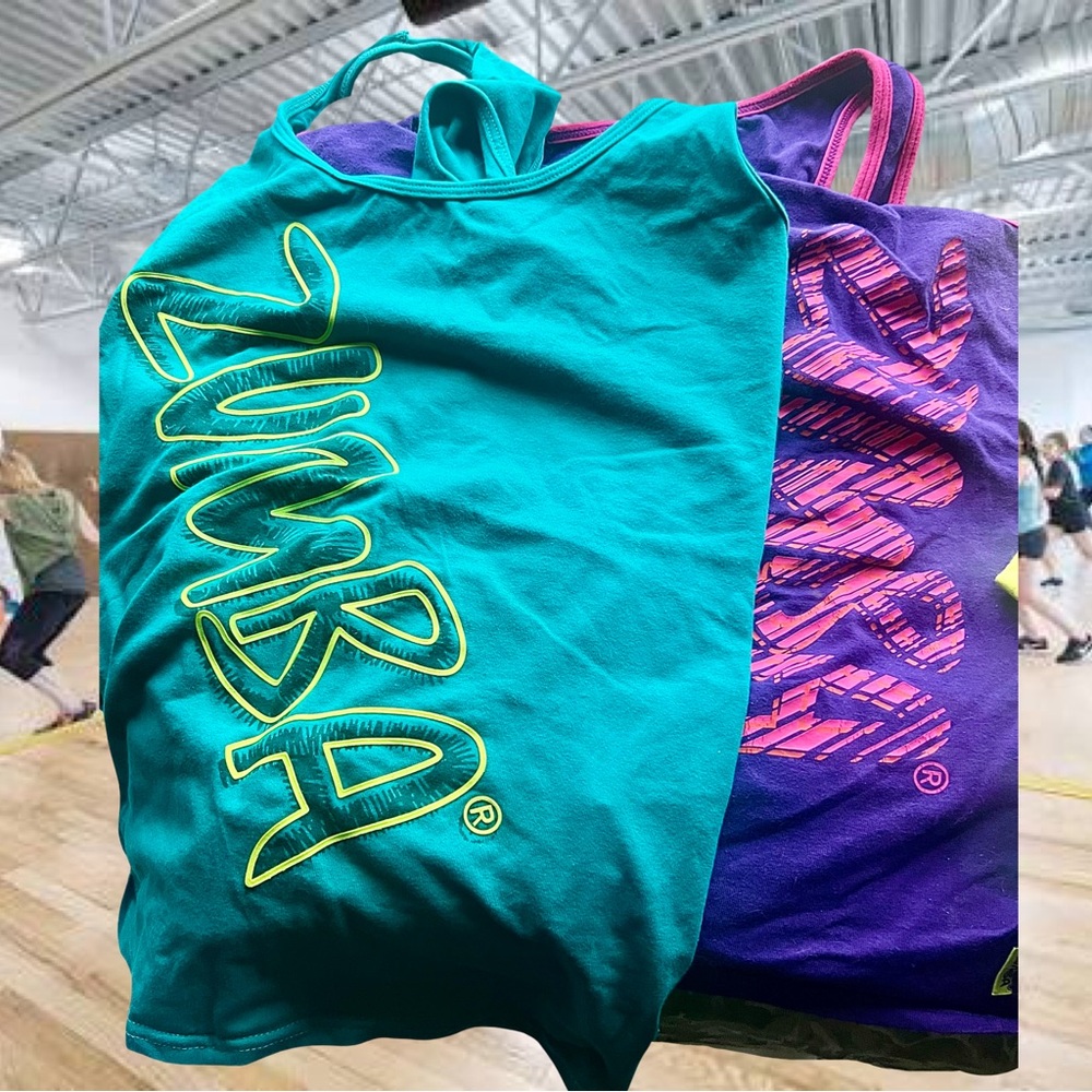 Lot of 4 Zumba Tank Tops - Teal, Purple, Yellow, Black/Lime Green Size XXL - Picture 2 of 9